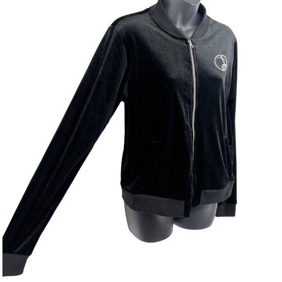 Disney Tim Burtons Nightmare Before Christmas Black Velour Jacket Medium M New - Picture 4 of 9